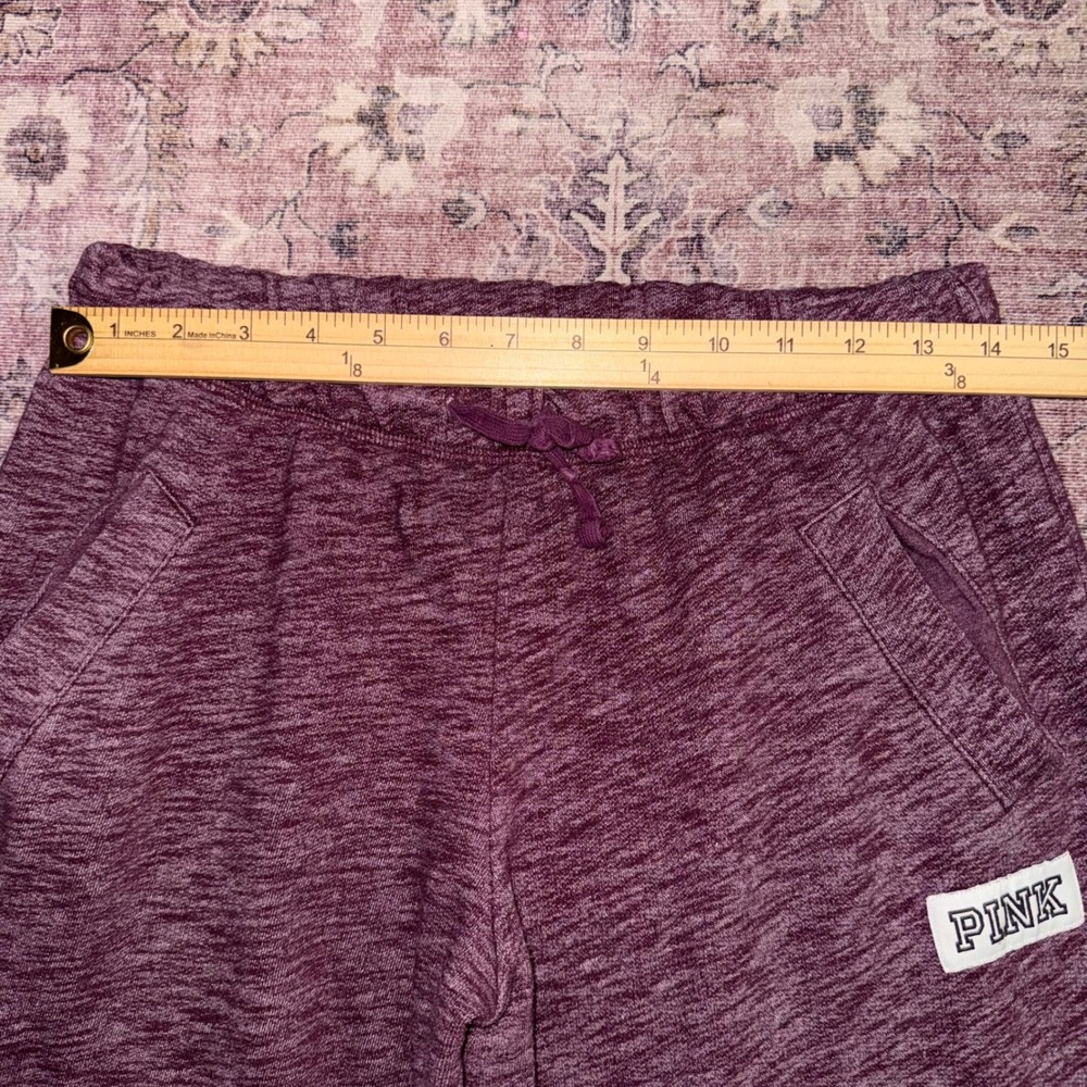 Victoria's Secret PINK Wide Leg Distressed Hem Sweatpants Marled Burgundy XS - Picture 5 of 6